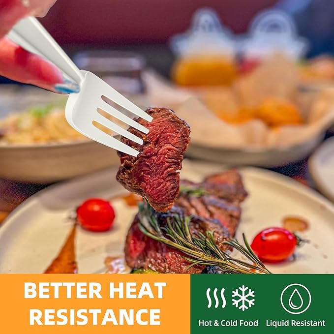 FEHHTO 100% Compostable Fork, 7" Disposable Cornstarch Forks Heavy Duty Cutlery BPI Certified Eco-Friendly Utensils Biodegradable Party Dinner Supplies No Plastic-150pcs Forks