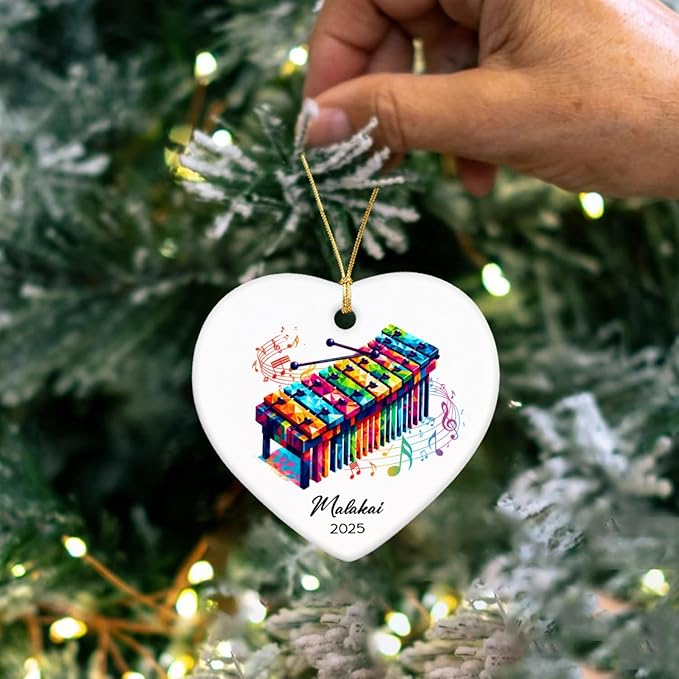 Xylophone Instrument Ceramic Ornaments, Personalized Xylophonist Ornaments Decor Christmas, Xylophone Ceramic Ornament Gifts for Music Lovers, Custom Name & Year Xylophonist Ornament Xmas Tree 2026