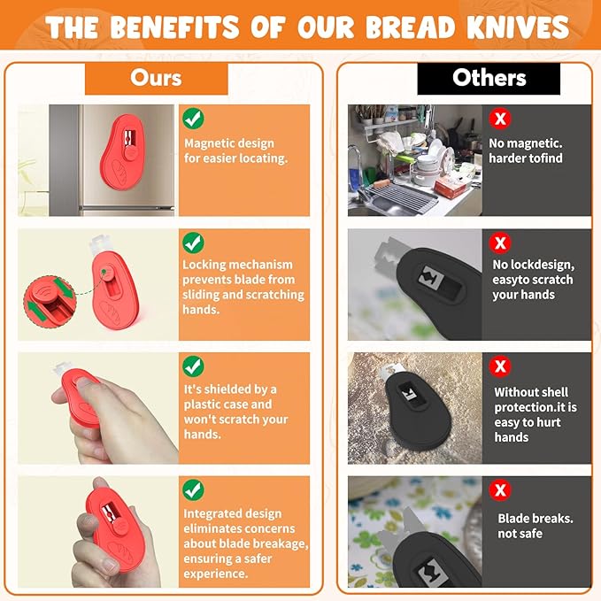 NeoRov Extractable & Magnetic Bread Lame Dough Scoring Tool - Professional Sourdough Scoring Tool - Sourdough Bread Baking & Bread Scoring Tool - Scoring Patterns booklet & 5 Razor Blades (Red)
