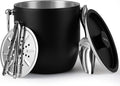 Golden Cudgel Insulated Ice Bucket, 3L Double Wall Stainless Steel Ice Bucket with Tongs,Lid, Scoop and Strainer, Ice Buckets for Parties,Cocktail Bars, Chilling Beer, Champagne, Wine Bottles