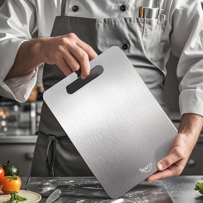 2 Pack Titanium Cutting Board - 100% Pure Titanium Cutting Boards For Kitche,Easy to clean, Double-sided food-grade Cutting Board For Cutting Meats, (15 * 11)