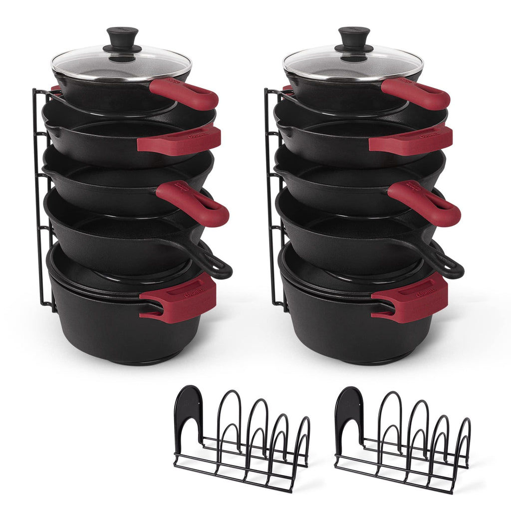 Cuisinel Pots and Pans Organizer for Cast Iron, 15" Skillet Rack, 2 Pack