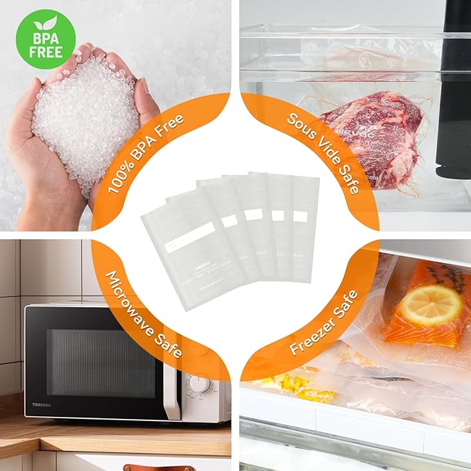 Wevac Vacuum Sealer Bags,150Pcs Gallon 11"x16", Quart 8"x12", Pint 6"x10"