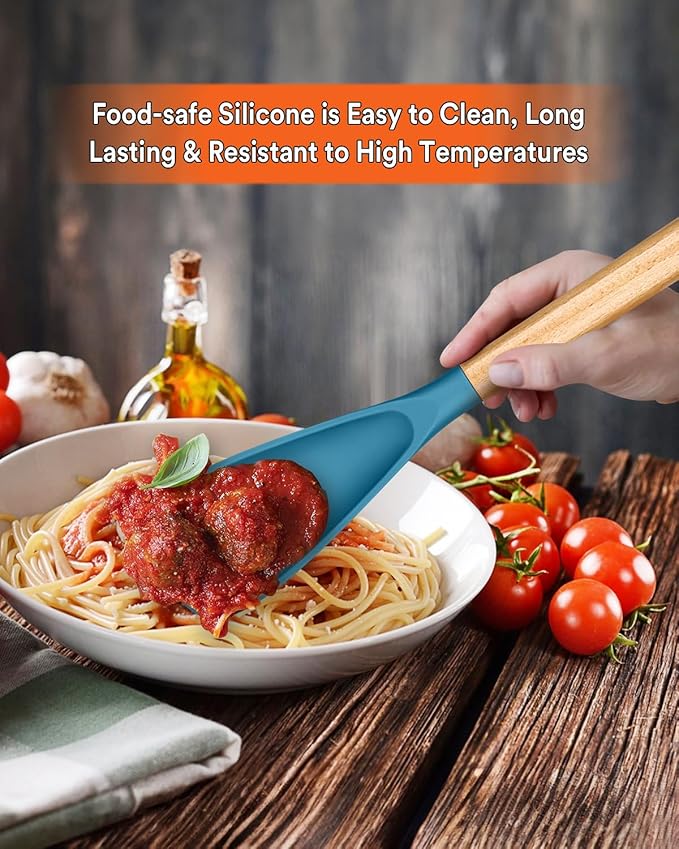 Badiano Multifunction Cooking Spoons for Nonstick Cookware,11.4"&13.4",TURQ