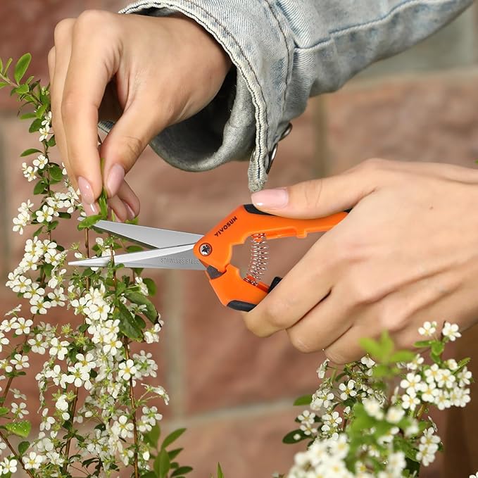 VIVOSUN 6.5 Inch Garden Scissors, Orange Pruning Shears for Plants, 6-Pack