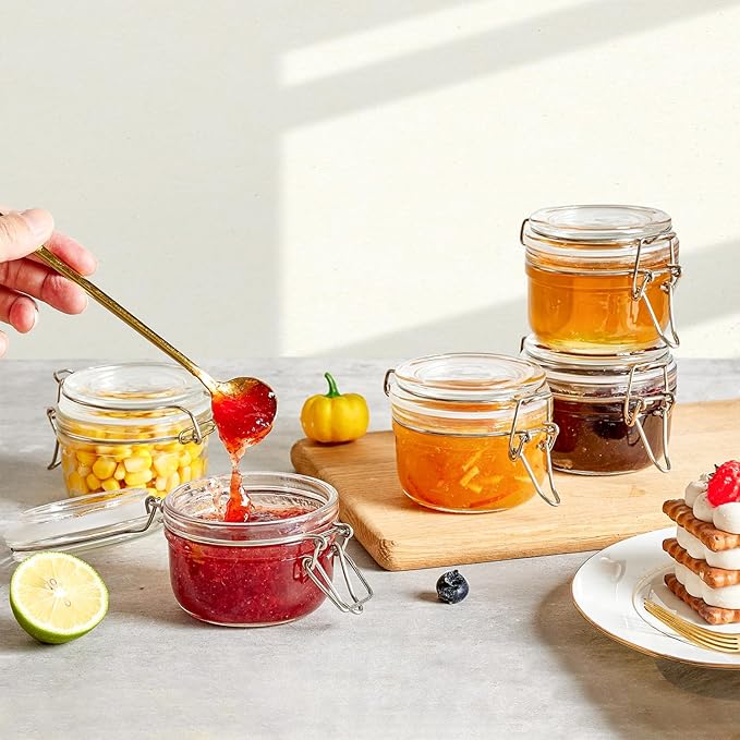 ComSaf Small Mason Glass Jars with Airtight Lids 4 oz 6 Pack Pantry