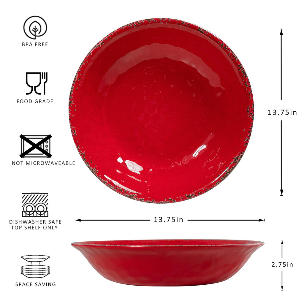 ZAROCRUS Talavera Melamine Large Serving Bowl, 13.75" x 2.75" Mixing, Pasta Serving Bowls set of 2,100% Melamine Soup Bowl Salad Bowl Fruit Bowls,Lightweight and Unbreakable…