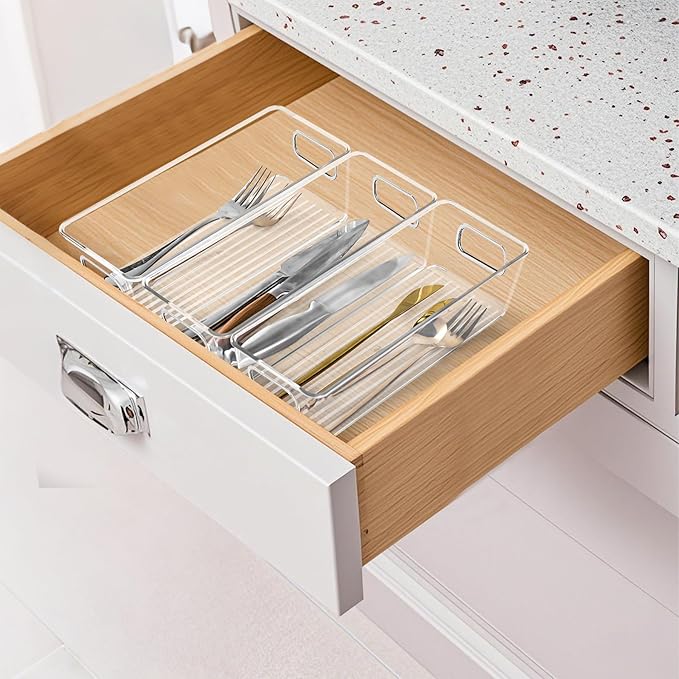 SKTKSE Clear Plastic Storage Bins 8 Pack - Pantry Organizers and Storage, Fridge Organizer Containers for Kitchen, Cabinet, Freezer, Bathroom, Clost, Home Organization