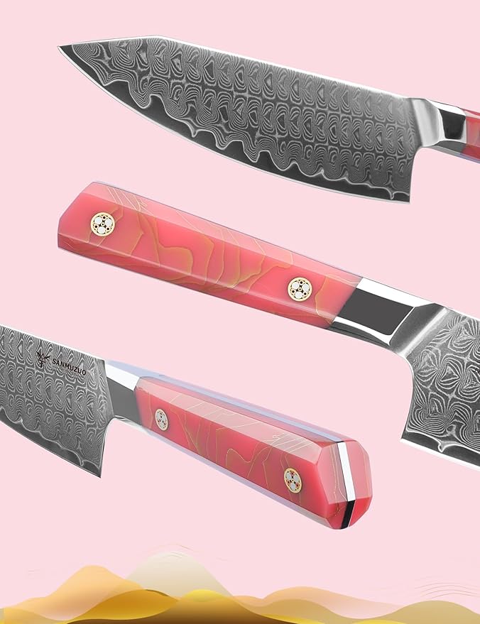 SANMUZUO Kitchen Chef Knife 8 Inch, Professional Kitchen Knife, Ultra Sharp Damascus Powder Steel with Full-tang Resin Handle, SHENG Series