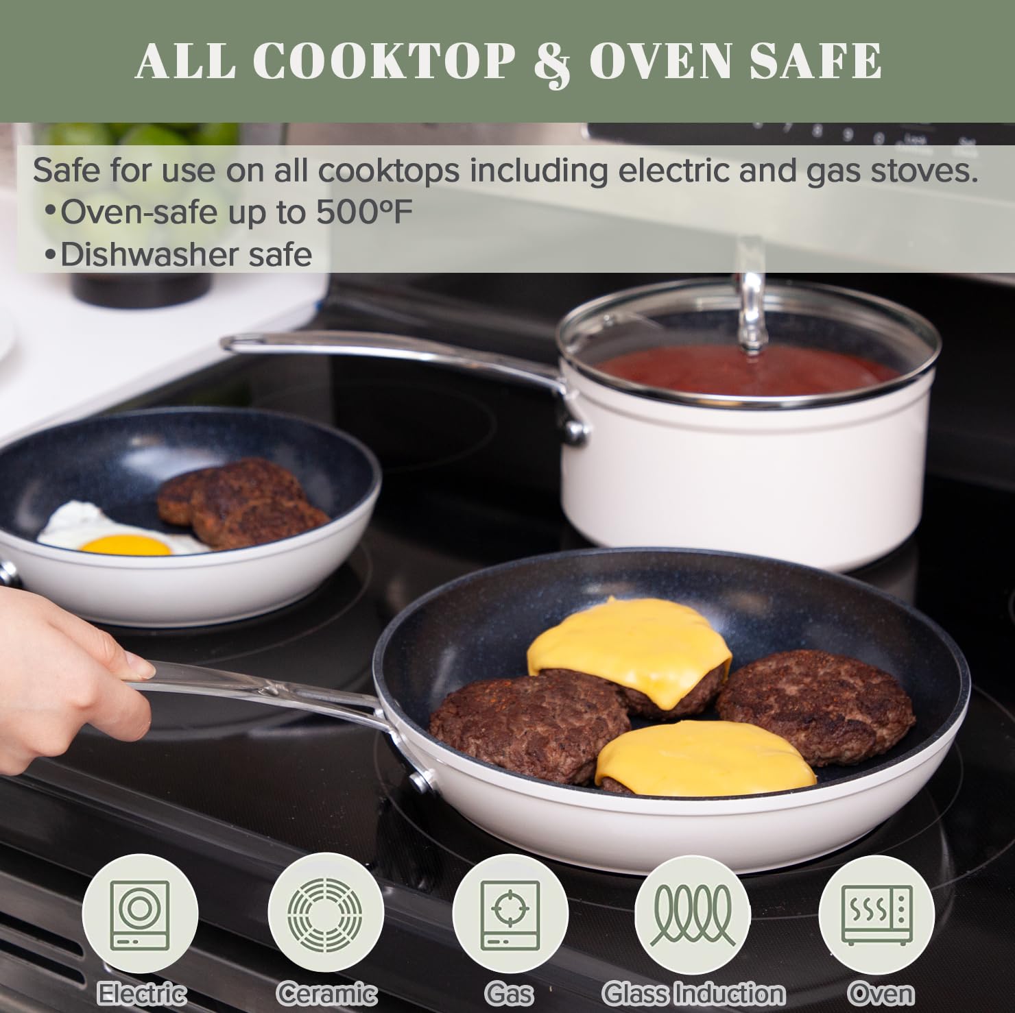 Nuwave 9pc Cookware Set Healthy Duralon Blue Ceramic Nonstick Coated