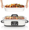 4 Quart Casserole Programmable Slow Cooker with Ceramic Baking Dish - Perfect Kitchen Small Appliance for Family Dinners, Oven Safe and Durable Bakeware for Lasagna, Roasts, White