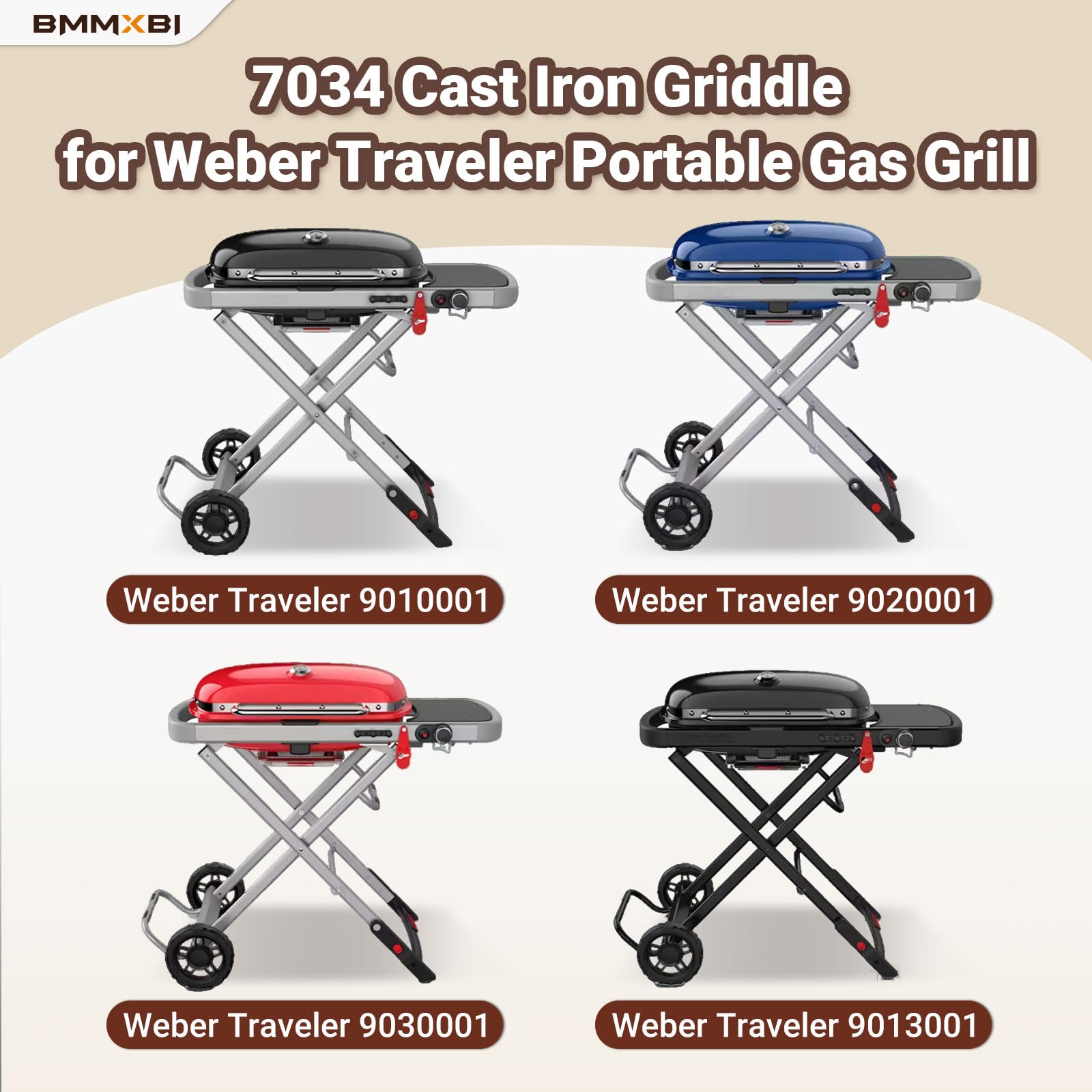Cast Iron Griddle with Carry Bag for Weber Traveler Grill 9010001 9020001
