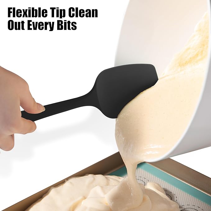 Doosu Heat Resistant Silicone Spoon Spatulas for Cooking (3 Pcs, Black)