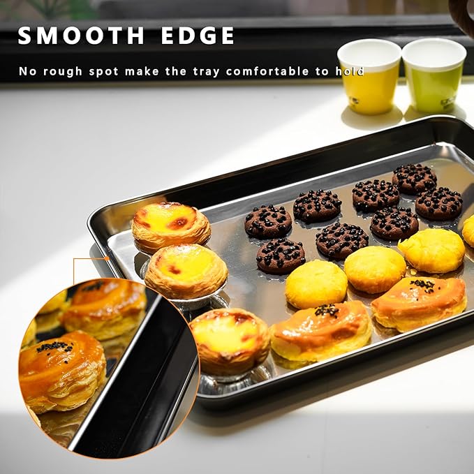 ICEICE 3 Pack Stainless Steel Baking Sheets - Non Stick Cookie Sheets & Pans for Oven, No Coating, Warp-Resistant & Dishwasher Safe, 9/12/16 Inch