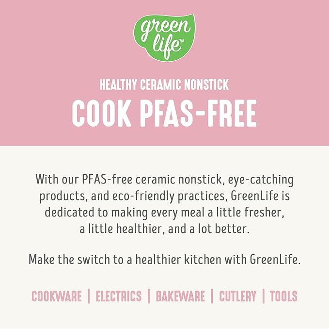 GreenLife 3.5QT Ceramic Nonstick Slow Cooker, Cooktop/Oven Safe, Pink