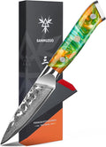 SANMUZUO 3.5 Inch Paring Knife - Fruit and Vegetable Peeling Knives, Forged Damascus Steel & Resin Handle - YAO Series