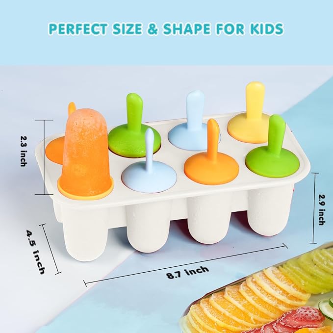 Silicone Popsicle Molds for Toddlers, 8-Cavity Mini Popsicle Molds