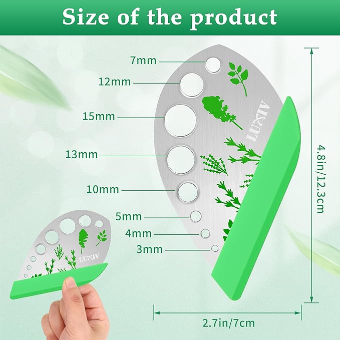 Luxiv Herb Stripper Tool Stainless Steel 9-Hole Leaf Peeler with Knife