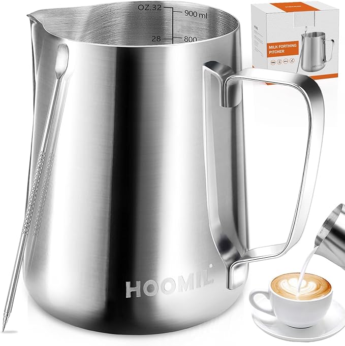 HOOMIL Milk Frothing Pitcher, 12oz/20oz/32oz 304 Stainless Steel