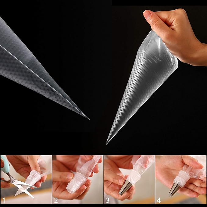 200 Pcs Piping Bags 12 Inch Pastry Bags Disposable, Tipless Piping Bags Icing Bags Frosting Bags for Cake Cookie Decorating Supplies