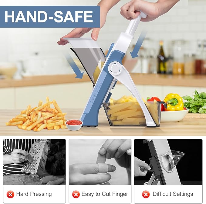 5 in 1 Adjustable Safe Mandoline Slicer for Kitchen with Paring Knife