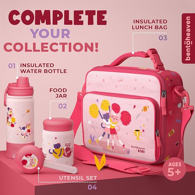 Bentoheaven Kids Utensils Set with Case, Reusable Fork & Spoon, Cats