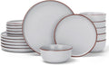 Famiware Mercury 18-Piece Stoneware Dinnerware Set,Light Grey