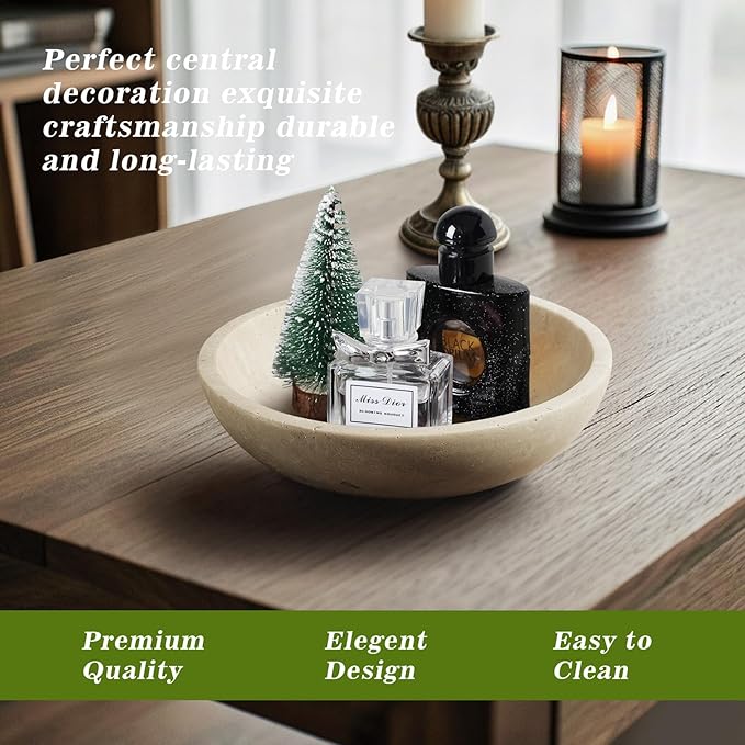 SZGYCSM Travertine Bowl,Decorative Bowl Modern Key Bowl for Entryway Table, Pedestal Bowls for Dining Table Center,Living Room, Kitchen Decor Modern Home Decor Marble Bowls (7.8 Inch)