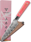 SANMUZUO Kitchen Utility Knife 5 Inch, Professional Kitchen Chef Knife, Ultra Sharp Damascus Powder Steel with Full-tang Resin Handle, SHENG Series