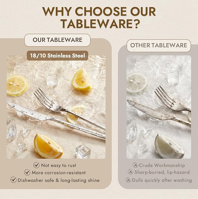 KINGSTONE 40-Piece Silverware Set, 18/10 Stainless Steel
