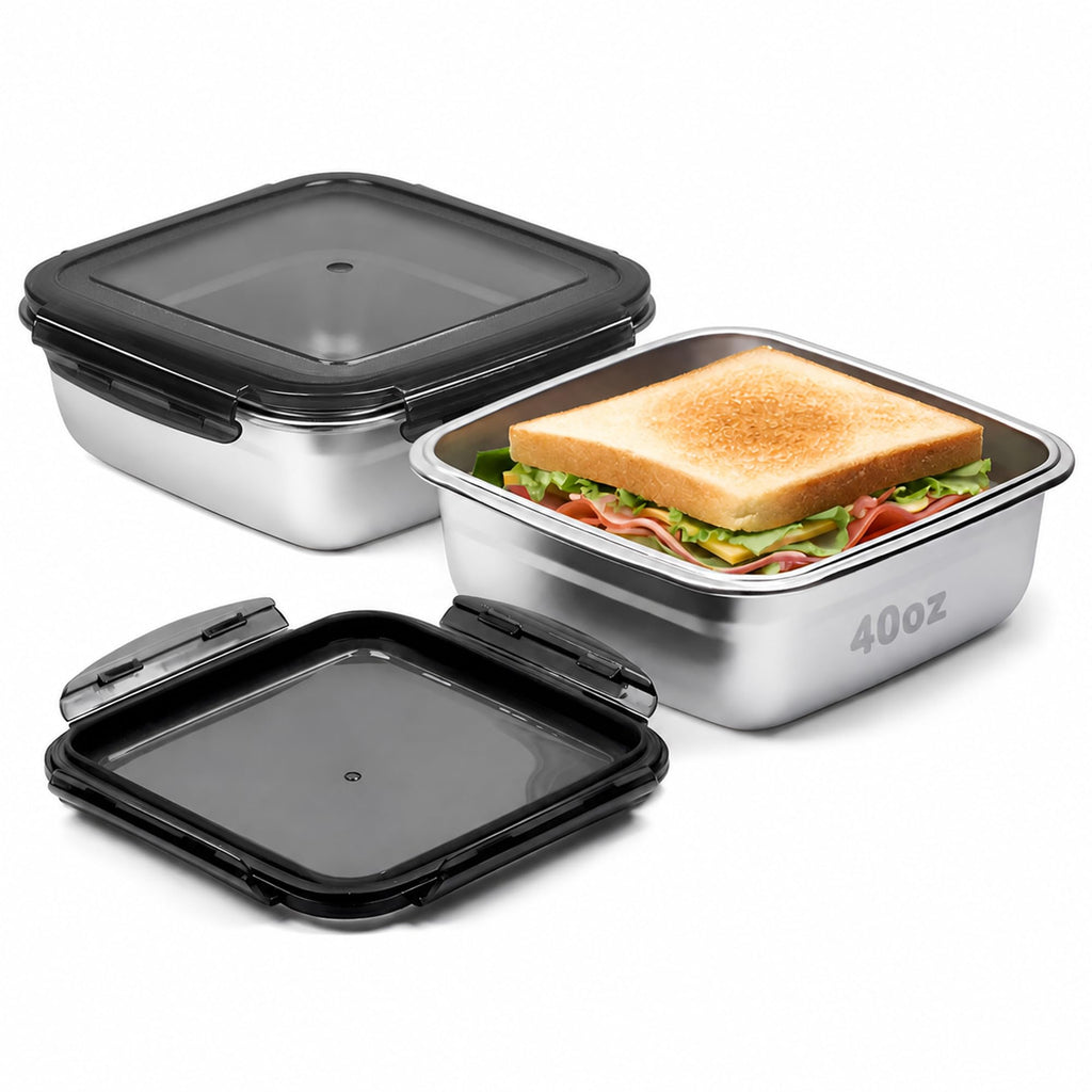 CLWVPCOT 40 oz Stainless Steel Sandwich Containers with Lids, 2 Pack