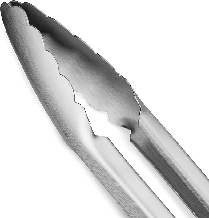 304 Stainless Steel Kitchen Cooking Tongs, 14 & 16 Inch, Set of 2, Grey