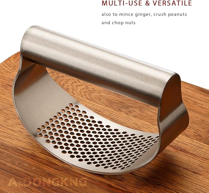 AmDONGKING Stainless Steel Garlic Press Rocker, with Bottle Opener