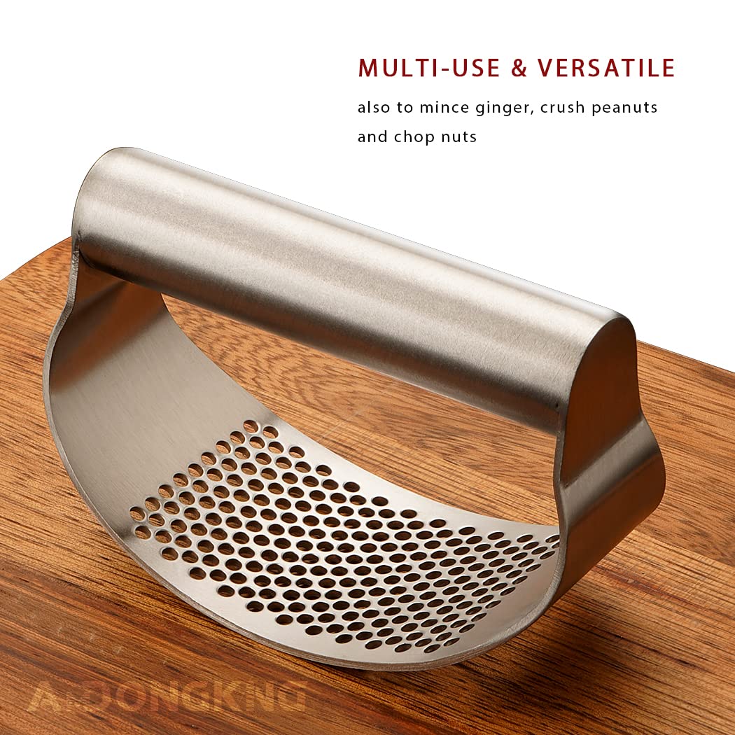 AmDONGKING Stainless Steel Garlic Press Rocker, with Bottle Opener