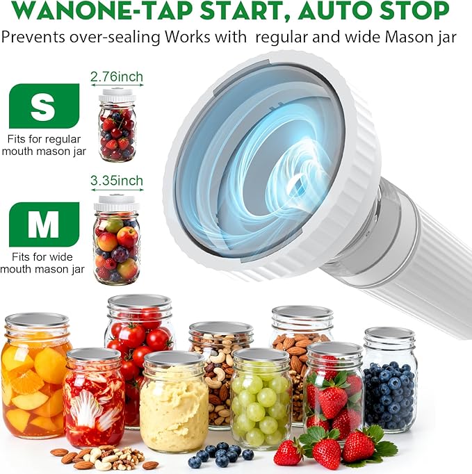 3-in-1 Compact Handheld Vacuum Sealer for Food (Bag, Mason Jar,Wine Bottle)