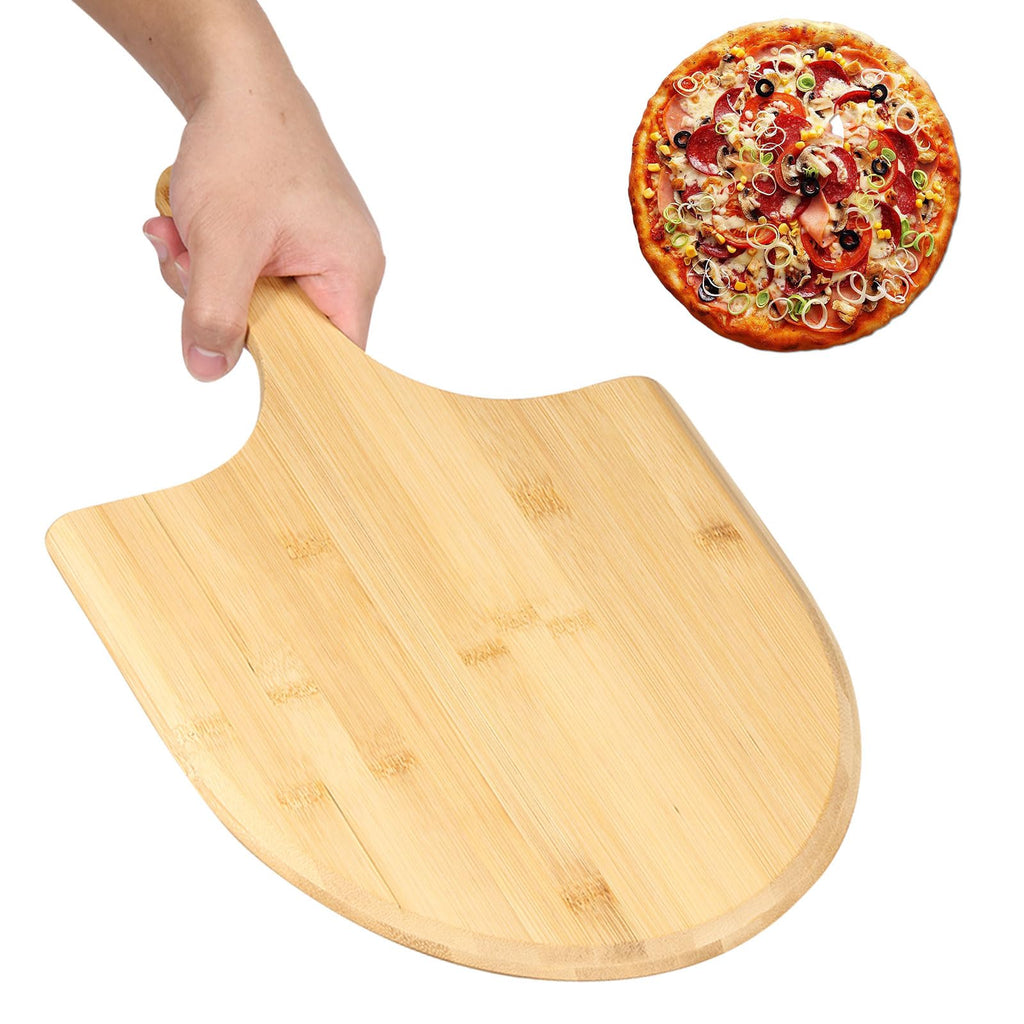 2 Pack Pizza Peel 11 Inch, Natural Bamboo Pizza Spatula Wooden Pizza Spatula Paddle Board for Home Pizza Cutting，Cheese, Bread,Fruit,Vegetable Oragaznie (2)