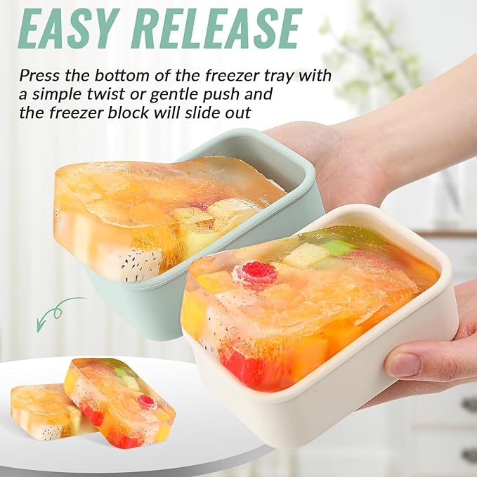 Teenyyou 6 Packs 1 Cup Silicone Freezer Molds with Lids Silicone Soup Freezer Molds Rectangle Reusable Food Preserving Tray Freezing Ice, Leftovers and Meal Prep(Sage Green, Beige)