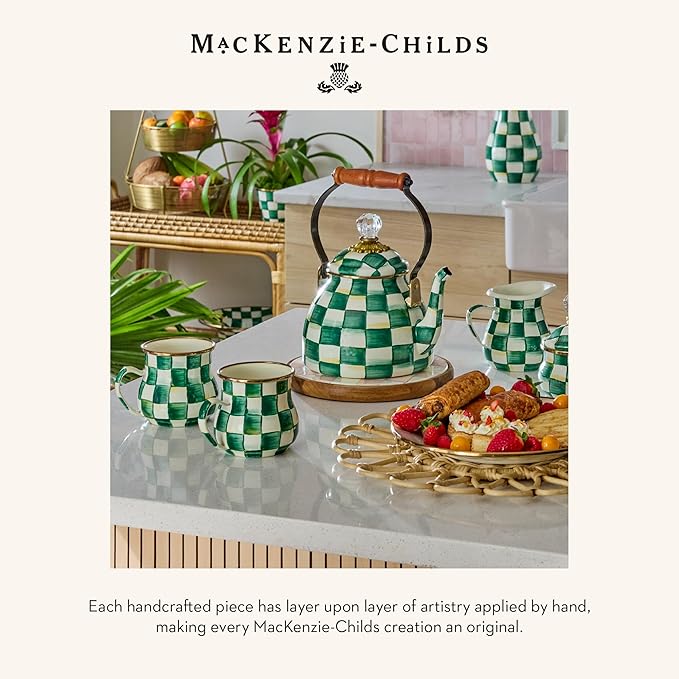 MACKENZIE-CHILDS Enamel Canister, Small, Green-and-White Emerald Check