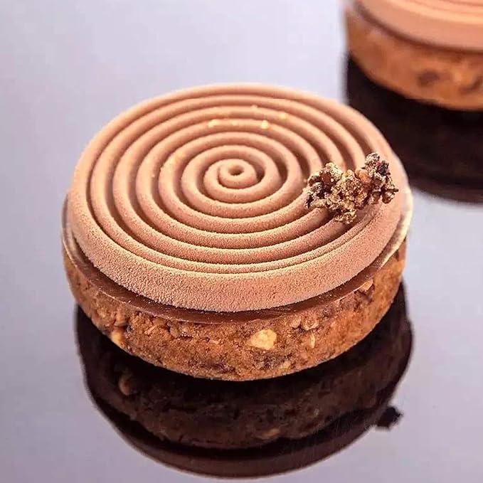 OCPO Kitchen Round Spiral Silicone Mold for Baking Mousse Cake, 6 Cavities