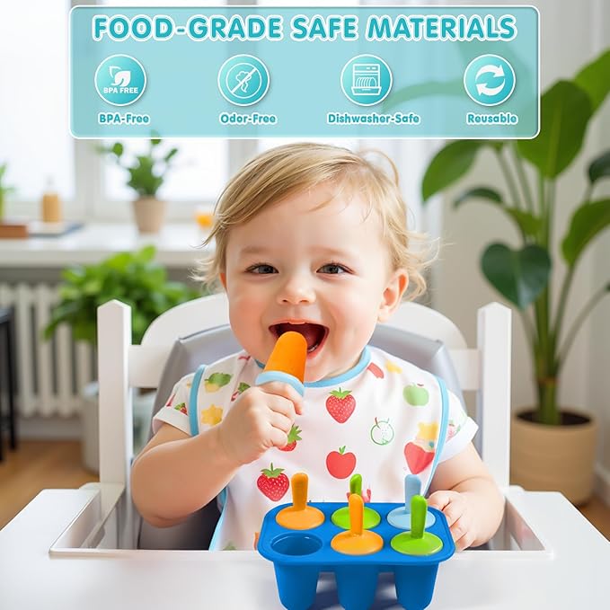 Silicone Popsicle Molds for Toddlers, 6-Cavity Mini Popsicle Molds