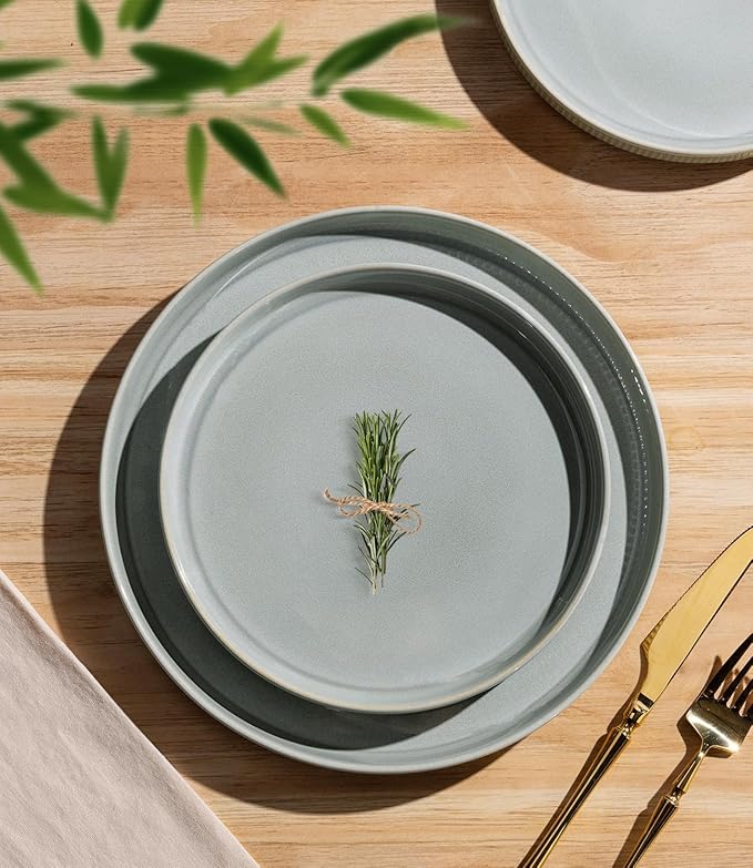 TheTerra Ceramic Dinnerware Set for 4, 12-Piece Plates and Bowls Set