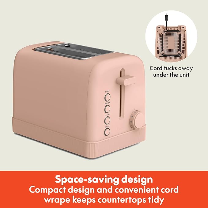 bella 2-Slice Toaster with Extra Wide Slots and 6-Shade Control, Blossom