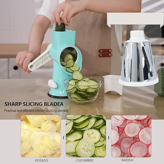 TiwisiTe Rotary Cheese Grater with Handle-Versatile Cheese Grater