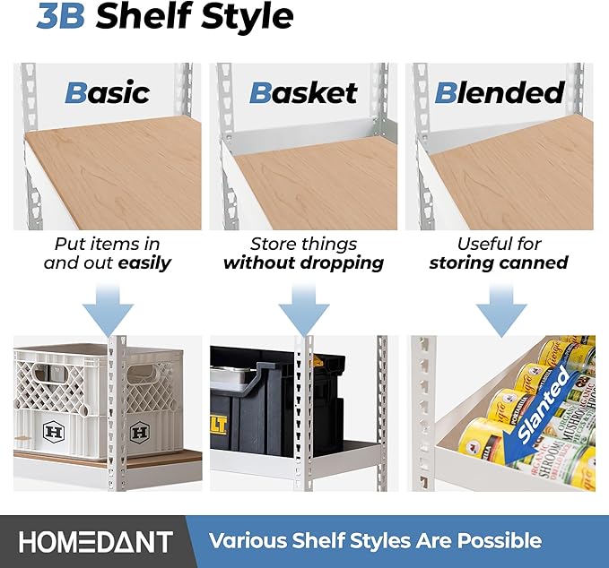HOMEDANT White 28" W 5 Tier Storage Shelves Garage Shelving Unit Metal