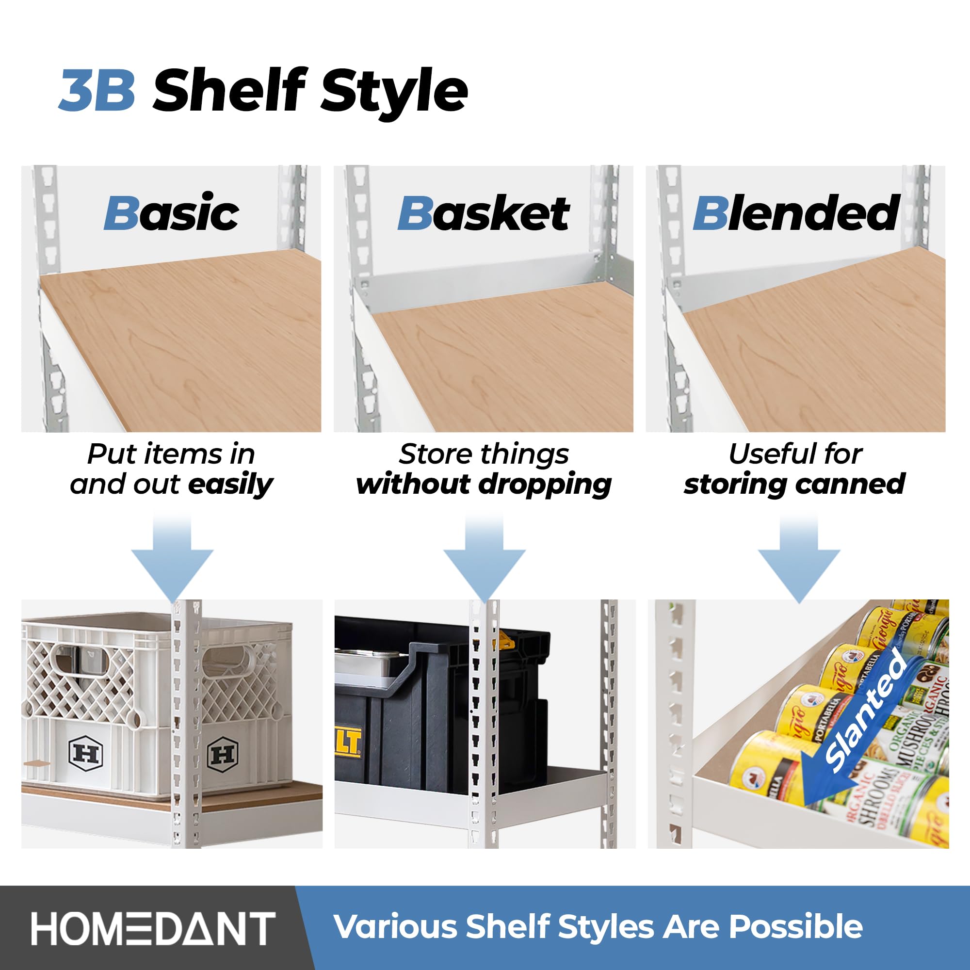 HOMEDANT White 28" W 5 Tier Storage Shelves Garage Shelving Unit Metal