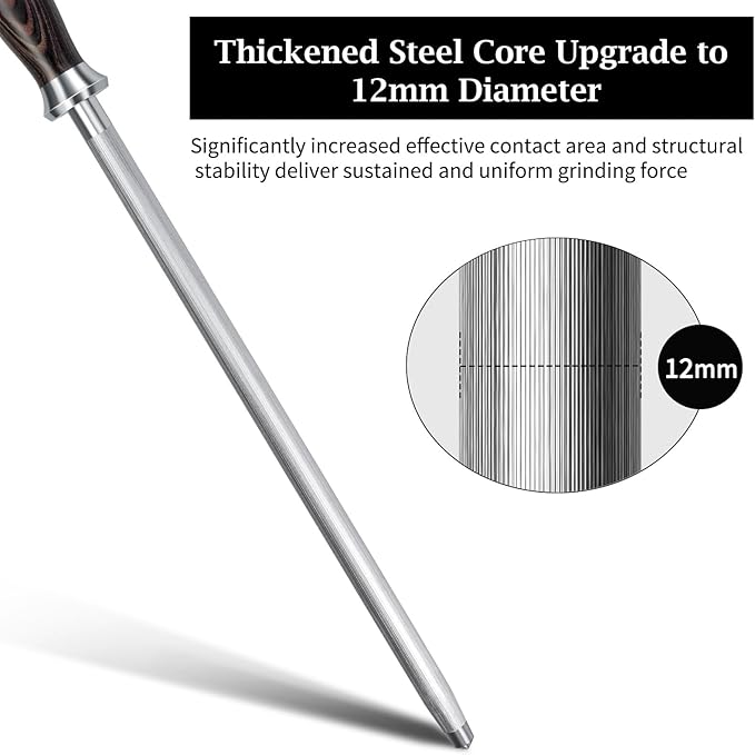 HOSHANHO Honing Rod, 12 Inch Professional Kitchen Knife Sharpener Rod