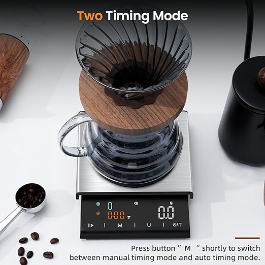 TIPRE Coffee Scale with Timer, 0.1g High Precision Espresso Scale, Pour Over Coffee Weight Scale Rechargeable Coffee Scale for Espresso with Color LED Display, Touch Sensor, Silicone Cover