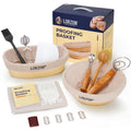Clearance Final Stock - Lorzon Banneton Bread Proofing Basket Gift Set of 2 (10" Round & Oval Rattan) - Sourdough Bread Baking Supplies Making Tools with Bakers Couche & Sourdough Starter Kit