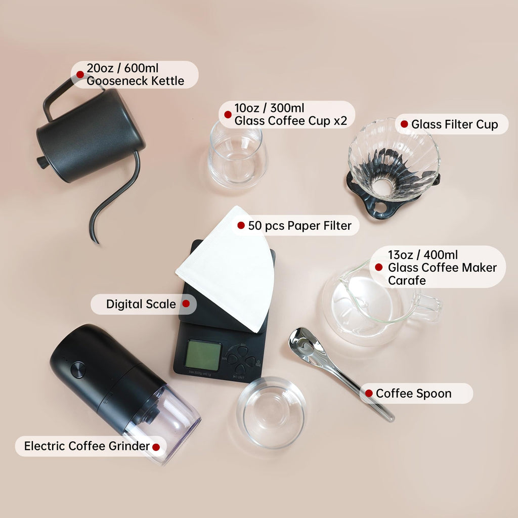 All in One Pour Over Coffee Set, Electric Coffee Grinder and Coffee Scale