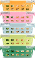 Ello Duraglass 3.4 Cup Glass Meal Prep Containers, 10 Pc, 5 Pack, Meadow